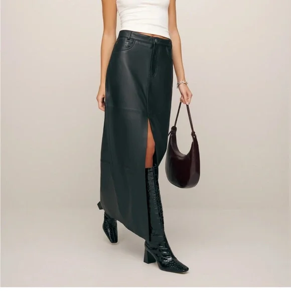 Reformation Leather Maxi Skirt NWT
